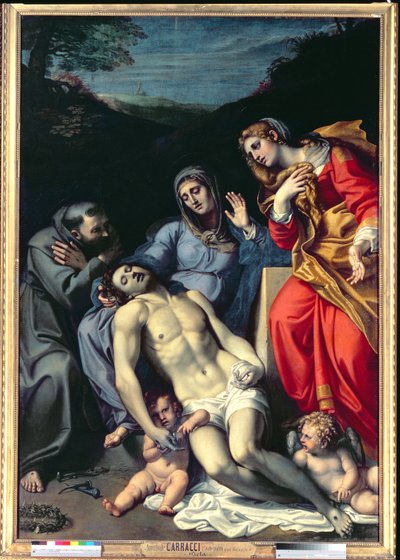 Pieta met St. Franciscus en St. Maria Magdalena door Annibale Carracci